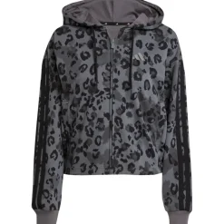 Damen Animal Print Terry Hoodie Jacke
