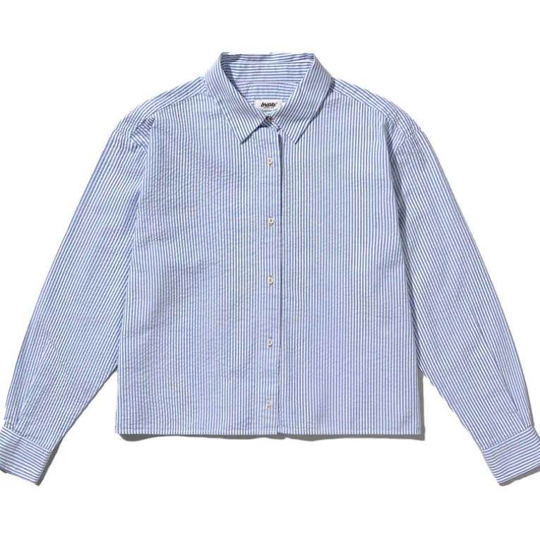 Damen Seersucker New Boxy Bluse